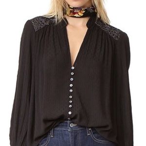 Free People Canyon Rose Embroidered Blouse